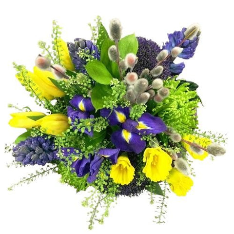 Aromatic Blue and Yellow Spring Bouquet - Flowers Box London