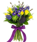 Aromatic Blue and Yellow Spring Bouquet - Flowers Box London