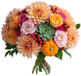 Autumn Radiance and Roses Bouquet - Flowers Box London