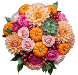 Autumn Radiance and Roses Bouquet - Flowers Box London
