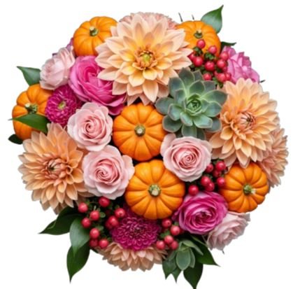 Autumn Radiance and Roses Bouquet - Flowers Box London
