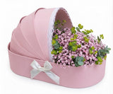 Baby Girl Gypsophila Cradle Box - Flowers Box London