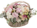 Basket of Pastel Shades Flowers