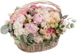 Basket of Pastel Shades Flowers