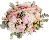 Basket of Pastel Shades Flowers
