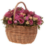 Basket of Spray Roses with Cymbidium Orchids - Flowers Box London