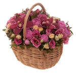 Basket of Spray Roses with Cymbidium Orchids - Flowers Box London
