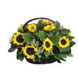 Basket of Sunflowers with Greenery - Flowers Box London