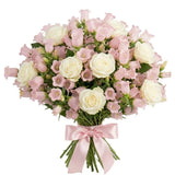 Beautiful Bouquet of Pink Campanula and White Roses - Flowers Box London