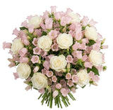 Beautiful Bouquet of Pink Campanula and White Roses - Flowers Box London