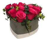 Beautiful Box of Cerise Roses with Greenery - Flowers Box London