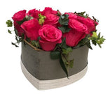 Beautiful Box of Cerise Roses with Greenery