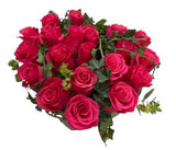 Beautiful Box of Cerise Roses with Greenery - Flowers Box London