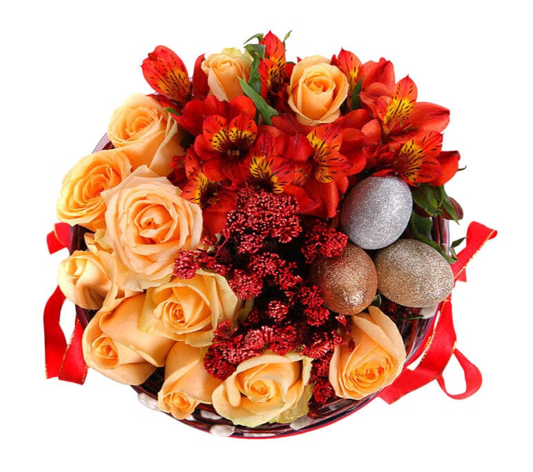 Beautiful Easter Box of Peach Roses and Eggs | A Perfect Easter Floral ...
