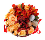 Beautiful Easter Box of Peach Roses and Eggs - Flowers Box London
