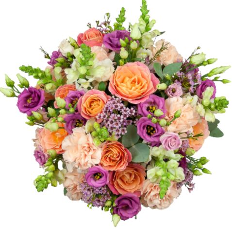 Beautiful Peach and Pink Bouquet of Flowers