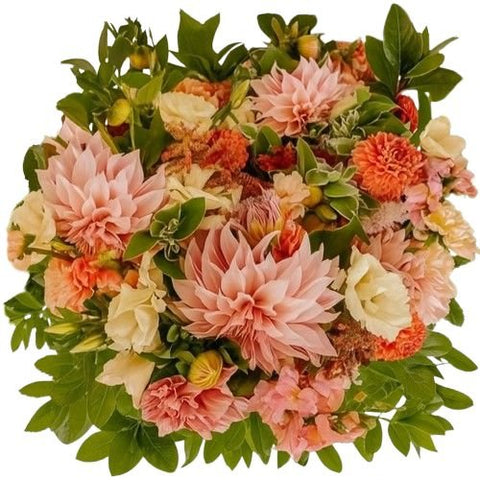 Beautiful Peach Bouquet with Dahlia - Flowers Box London