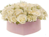 Beautiful White Spray Roses Heart Box