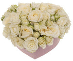 Beautiful White Spray Roses Heart Box