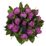 Beauty of Deep Pink Double Tulips with Hyacinth Bouquet - Flowers Box London