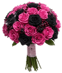 Black and Cerise Roses Spooky Bouquet - Flowers Box London