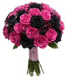 Black and Cerise Roses Spooky Bouquet - Flowers Box London