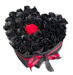 Black and Red Loving You Flower Heart Box