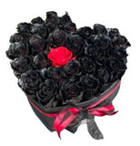 Black and Red Loving You Flower Heart Box