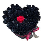 Black and Red Loving You Flower Heart Box