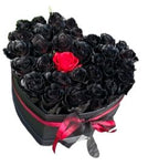 Black and Red Loving You Flower Heart Box