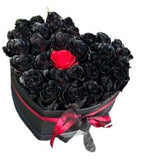 Black and Red Loving You Flower Heart Box