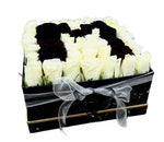 Black and White Roses Flower Initial Box