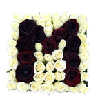 Black and White Roses Flower Initial Box