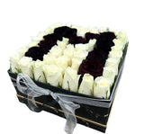 Black and White Roses Flower Initial Box