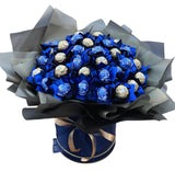 Blue and Gold Wrapped Luxe Box Of Chocolate - Flowers Box London