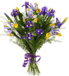 Blue and Yellow Iris Bouquet - Flowers Box London