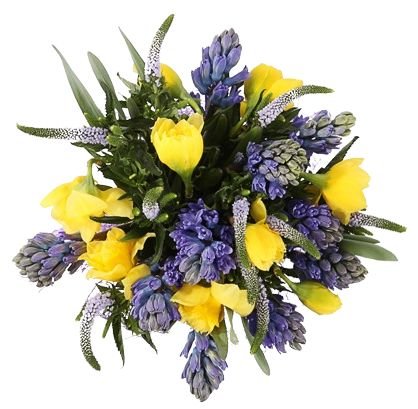 Blue and Yellow Lovely Spring Bouquet - Flowers Box London