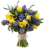 Blue and Yellow Lovely Spring Bouquet - Flowers Box London