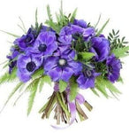 Blue Anemone Bouquet with Greenery
