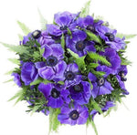 Blue Anemone Bouquet with Greenery