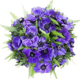 Blue Anemone Bouquet with Greenery - Flowers Box London