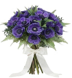 Blue Anemone Bouquet with Greenery - Flowers Box London