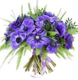Blue Anemone Bouquet with Greenery - Flowers Box London