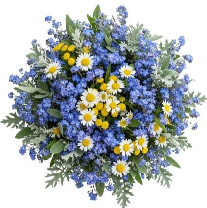 Blue Bouquet with Hint of Yellow - Flowers Box London