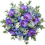 Blue Forget Me Not and Gypsophila Bouquet with Vanda Orchids Blooms - Flowers Box London