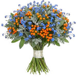 Blue Forget Me Not Bouquet with Orange Berry Bouquet