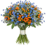 Blue Forget Me Not Bouquet with Orange Berry Bouquet