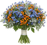 Blue Forget Me Not Bouquet with Orange Berry Bouquet