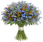 Blue Forget Me Not Bouquet with Orange Berry Bouquet