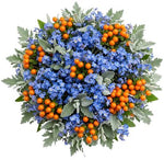 Blue Forget Me Not Bouquet with Orange Berry Bouquet